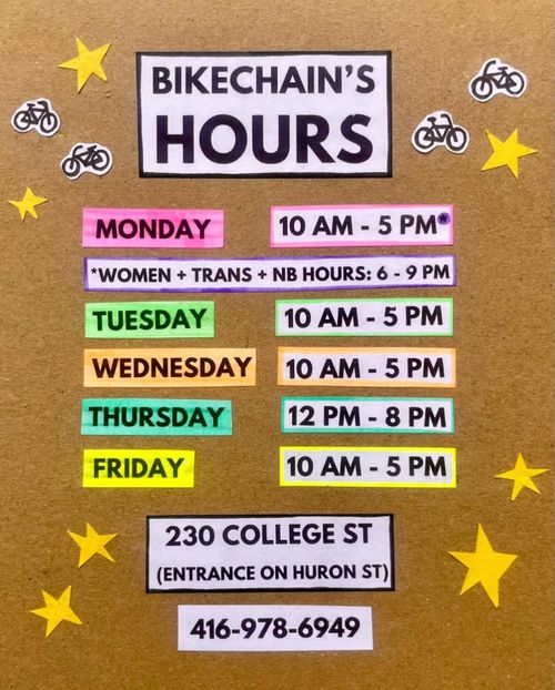 Women + Trans + NB Hours at Bikechain